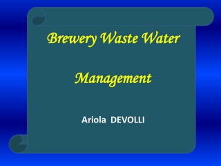 Brewery Waste Water  Management