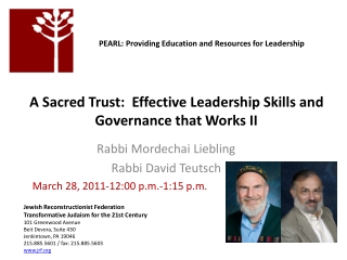 A Sacred Trust:  Effective Leadership Skills and Governance that Works II