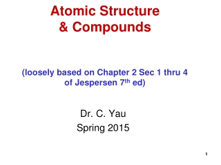 Atomic Structure  &amp; Compounds (loosely based on Chapter 2 Sec 1 thru 4 of Jespersen 7 th  ed)