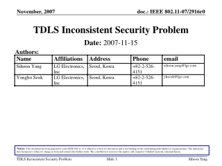 TDLS Inconsistent Security Problem