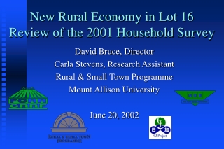 New Rural Economy in Lot 16 Review of the 2001 Household Survey