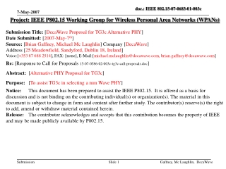 Project: IEEE P802.15 Working Group for Wireless Personal Area Networks (WPANs)