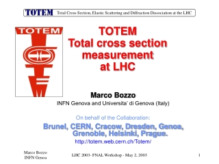 TOTEM Total cross section measurement  at LHC