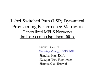 Guowu Xie,SJTU Guoying Zhang, CATR MII  Jianghui Han, IXIA  Xueqing Wei, Fiberhome