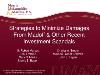 Strategies to Minimize Damages From Madoff &amp; Other Recent Investment Scandals