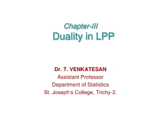 Chapter-III Duality in LPP