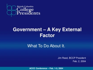 Government – A Key External Factor