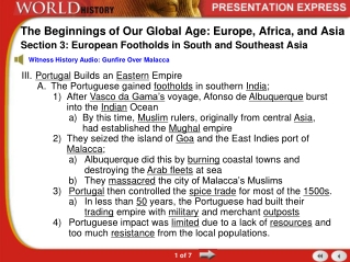 The Beginnings of Our Global Age: Europe, Africa, and Asia