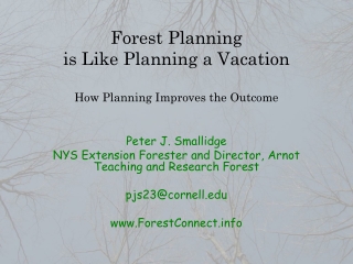 Forest Planning  is Like Planning a Vacation How Planning Improves the Outcome