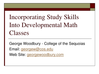 Incorporating Study Skills Into Developmental Math Classes