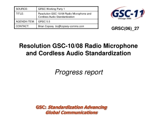 Resolution GSC-10/08 Radio Microphone and Cordless Audio Standardization