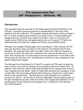 FIA Demonstration Plot SAF Headquarters – Bethesda, MD