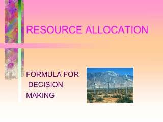 RESOURCE ALLOCATION