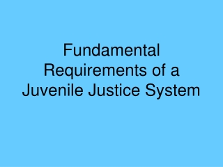 Fundamental Requirements of a Juvenile Justice System