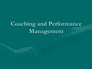 Coaching and Performance Management