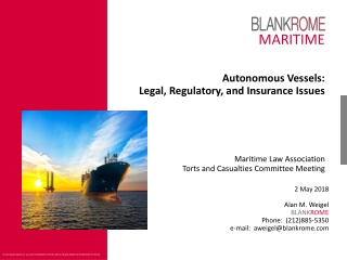 Autonomous Vessels:  Legal, Regulatory, and Insurance Issues