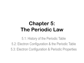 Chapter 5: The Periodic Law