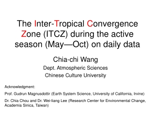 Chia-chi Wang Dept. Atmospheric Sciences Chinese Culture University