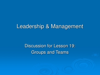 Leadership &amp; Management