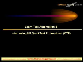 Learn Test Automation &amp;  start using HP QuickTest Professional (QTP)