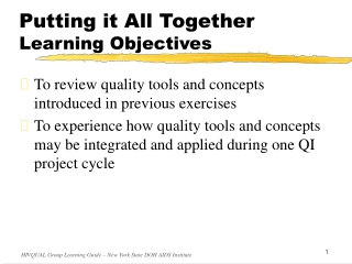 Putting it All Together Learning Objectives