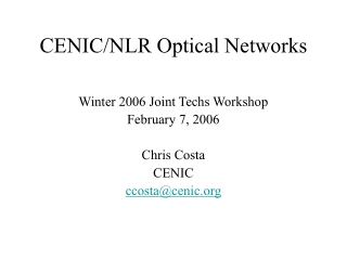 CENIC/NLR Optical Networks