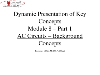 Dynamic Presentation of Key Concepts  Module 8 – Part 1 AC Circuits – Background Concepts