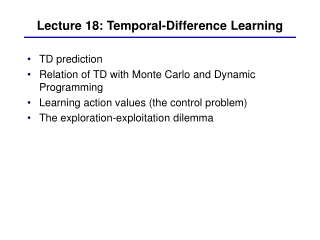 Lecture 18: Temporal-Difference Learning