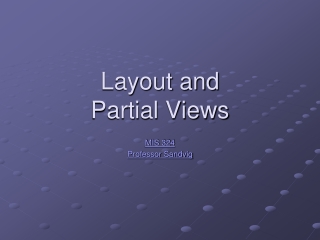 Layout and  Partial Views