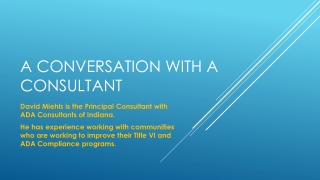 A Conversation with a consultant