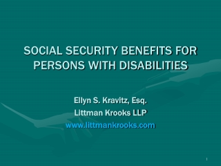 SOCIAL SECURITY BENEFITS FOR PERSONS WITH DISABILITIES