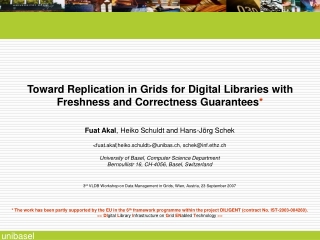 Toward Replication in Grids for Digital Libraries with Freshness and Correctness Guarantees *