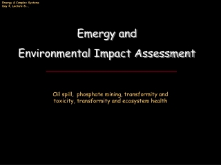 Emergy and  Environmental Impact Assessment