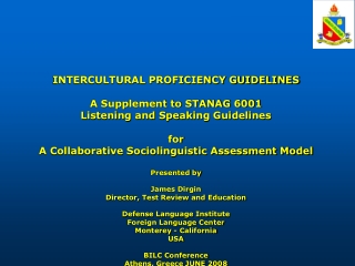 INTERCULTURAL PROFICIENCY GUIDELINES A Supplement to STANAG 6001