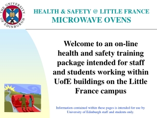 HEALTH &amp; SAFETY @ LITTLE FRANCE MICROWAVE OVENS
