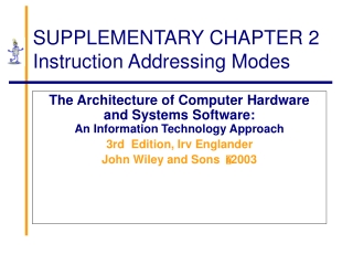 SUPPLEMENTARY CHAPTER 2 Instruction Addressing Modes