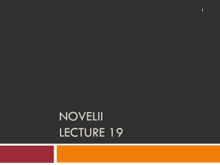 NOVELII Lecture 19