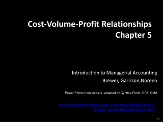 Cost-Volume-Profit Relationships Chapter 5