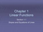 Chapter 1 Linear Functions
