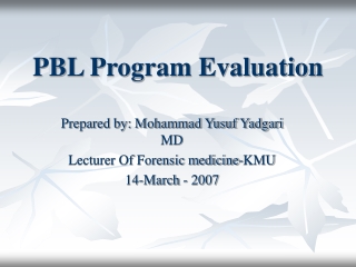 PBL Program Evaluation