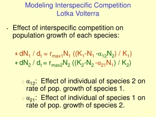 Modeling Interspecific Competition  Lotka Volterra