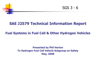 SAE J2579 Technical Information Report Fuel Systems in Fuel Cell &amp; Other Hydrogen Vehicles