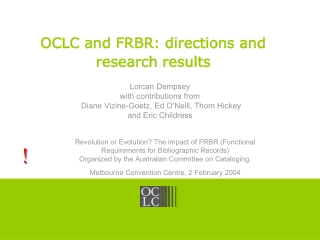 OCLC and FRBR: directions and research results