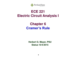 ECE 221 Electric Circuit Analysis I Chapter 6 Cramer’s Rule
