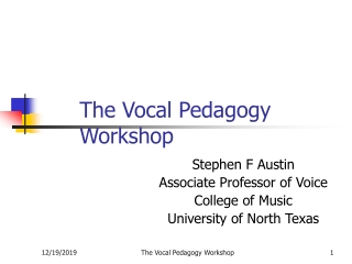 The Vocal Pedagogy Workshop