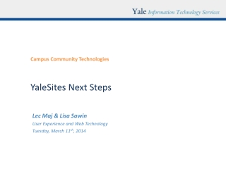 YaleSites Next Steps