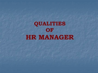 QUALITIES OF HR MANAGER