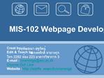 MIS-102 Webpage Development