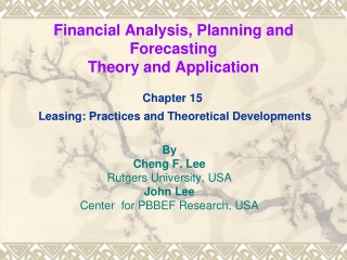 Financial Analysis, Planning and Forecasting Theory and Application