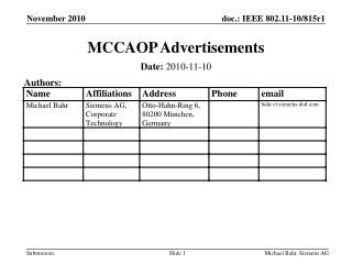 MCCAOP Advertisements